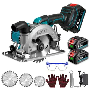 YOFIDRA Cordless Handheld Circular Saw, Brushless Mini Circular Saw with 2 3000 mAh Batteries, 7000 RPM Plunge Circular Saw Cutting Depth 48 mm, 0-45°, with 3 Saw Blades (125 mm, 140 mm, 150 mm) Hardware Power Tools Portable Heavy Duty