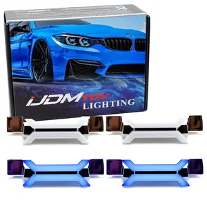 iJDMTOY 4pc Set Blue Concept X Inner Front Lamp Center Decoration Trims, For BMW F30 F32 3 4 Series F80 F81 F82 F83 M3 M4 w/LED Front Lamp