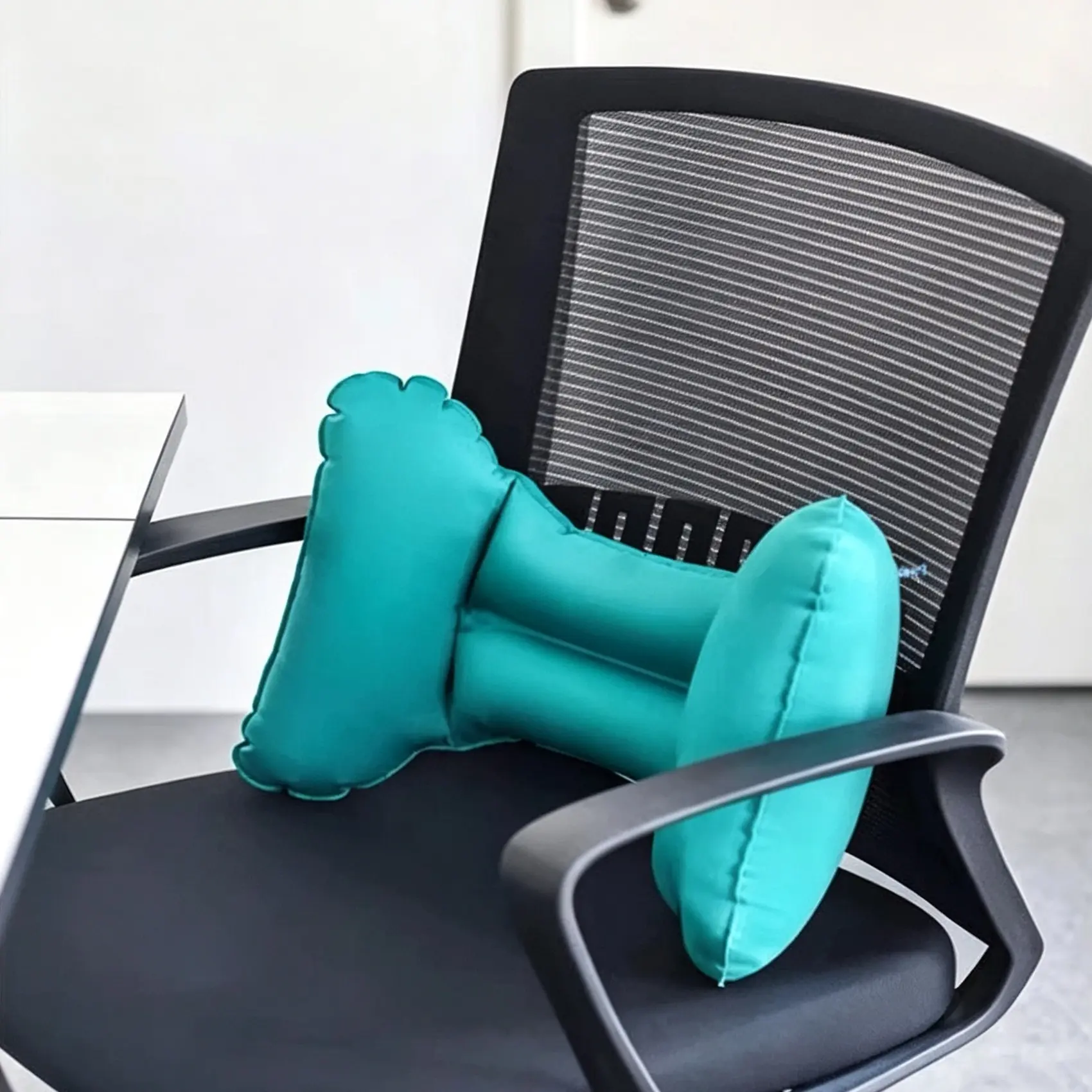 H-Shaped Inflatable Lumbar Pillow, Supportive Bolster, Waist Wedge Bolster, Comfortable Back Support for Office, Travel, Car, Plane, High-Speed Train, Relieves Waist Pressure