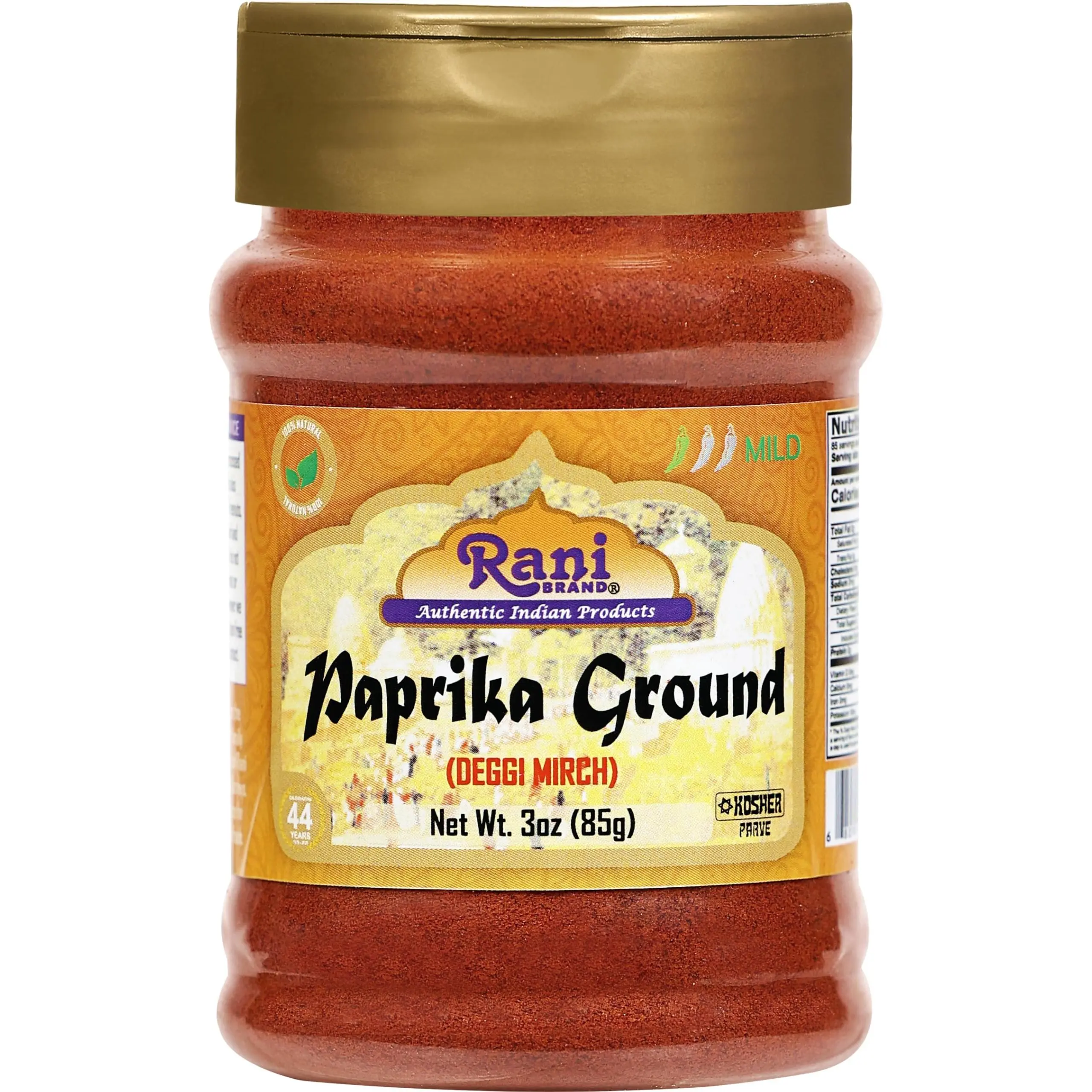 Rani Paprika (Deggi Mirch, Low Heat) Spice Powder, Ground 3oz (85g) PET Jar ~ All Natural, Salt-Free | Vegan | No Colors | Gluten Friendly | NON-GMO | Kosher | Indian Origin