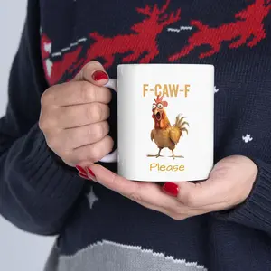 F-CAW-F Mug Funny Sarcastic Coffee Cup for Men Women | Hilarious Bird Pun Ceramic Coffee Tea Mug | Gag Gift Idea for Friends Coworkers Family | Office Desk Birthday Christmas Gift | Viral TikTok Funny Humor Mug