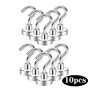 Magnetic Hook, 10pcs Durable Magnetic Hooks, Multifunctional Magnetic Hooks for Kitchen, Office, Hanging Hooks for Fridge, Cabinet, Shelf, U Shaped Hook, Removable Hooks