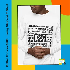 Cat Word Cloud Tee | Cute Cat Typography Long Sleeve