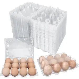 150 Pack Bulk 12 Grids Clear Plastic Egg Cartons Chicken Egg Holders Egg Tray for Home Kitchen Farm Market Eco-Friendly Egg Storage Solution