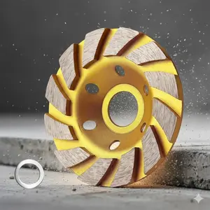 4-Inch Diamond Turbo Grinding Wheel, 12-Segment Heavy Duty Cup for Concrete and Stone, Precision Angle Grinder Disc with Quick Change Adapter, Durable Cutting and Polishing Pad for Granite and Marble, Professional Tool for Renovation