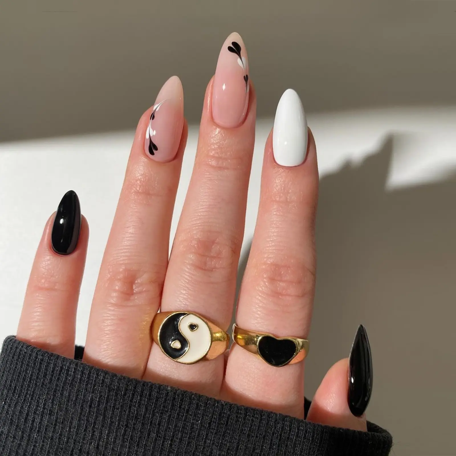 Colorblock Almond Fake Nail, 24pcs/set French Style Press on Nails for Women & Girls DIY Nail Art, Elegant Stick on Nails Kit, Almond Shape Nails, False Nails