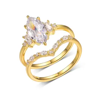Marquise Moissanite Elegant Ring Set