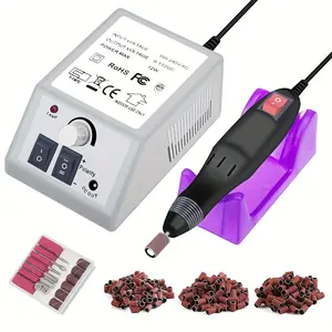 Professional Electric Nail Drill Machine Set - Manicure Set with Sanding Ring for Acrylic Nail Drill, Gel Remover, and Polisher Cuticle Pusher Nailcare