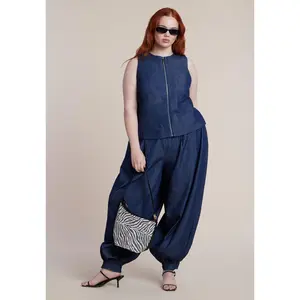 ELOQUII Women's Plus Size High Rise Chambray Trouser