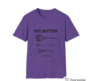 ShaftDaddy Purple T-Shirt with Size Matters Text and Lacrosse Stick Graphic Design