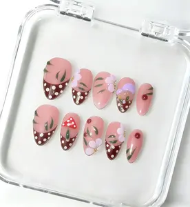 NEW DROP Collection Handmade Acrylic Press On Nails | 10PCS Reusable | Salon Quality 3D Flower Rhinestones