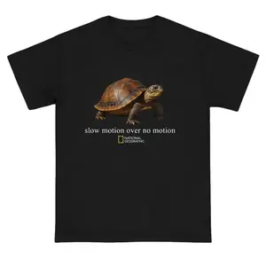 [Winter Outfits]National Geographic "Slow Motion Over No Motion" Turtle T-Shirt, Funny Graphic Tee, Animal Tee, Vintage Cotton Shortsleeve Basic Top, Y2k, Gifs for Men's and Women's Graphic Tee, Gifts for Animal Lovers, Casual Streetwear Unisex Top