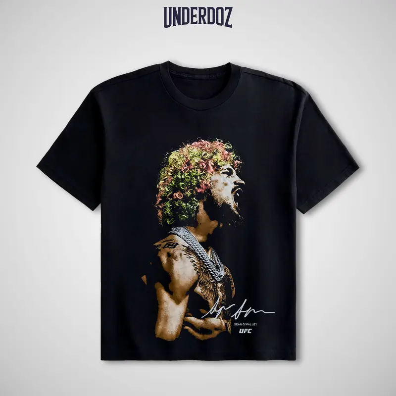 Men's Sean O'Malley Vintage UFC Cotton Graphic Tee - 100% Cotton, Short-Sleeve, Round Neck, Fitted Cut, Ideal for UFC Fans, Casual Menswear Tops, Gift for Him