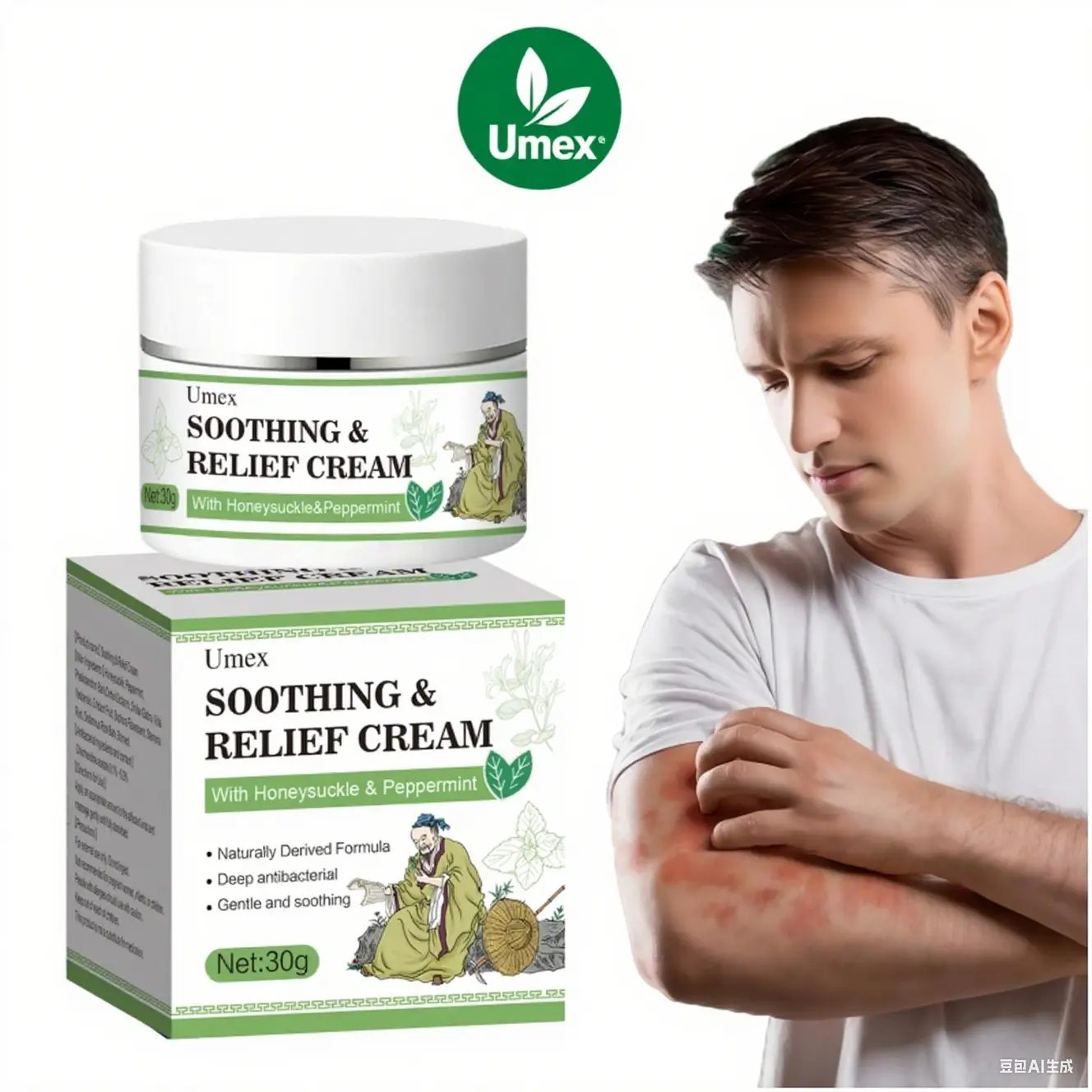 Umex Soothing & Relief Cream with Honeysuckle & Peppermint - 30g