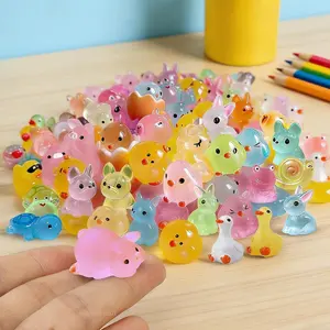 50PCS Glow in the Dark Mini Resin Animals, Random Assorted Tiny Figurines for Fairy Garden, Aquarium & Micro Landscape Decoration