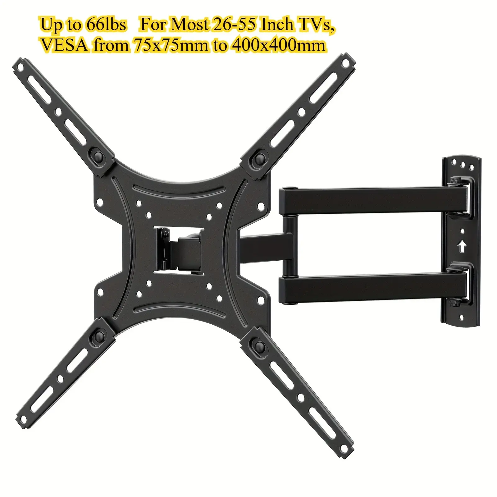 Full Motion TV Wall Mount Bracket with Articulating Arms, Swivel, Tilt, And Extension for 26-55/26-60 Inch TVs, Supports Up to 66/77 Lbs with Max VESA 400x400mm Multifunctional Mount for Home Entertainment