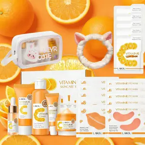 22 Pcs Vitamin C Skincare Set, Moisturizing Face Skin Care Kit with  Face Mask, Eye Mask, Lip Mask with Serum, Cleanser, Toner, Eye Cream, Essence Cream For Hydrating Skin, Anti-Aging Skin