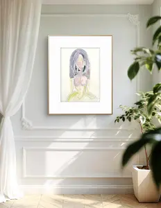 Minimalist Nude Figure Watercolor Oversized Art Print, Modern Figure Drawing, Female Nude Figure Art, Abstract Nude Figure