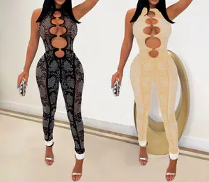 Rhinestone Jumpsuit Sleeveless