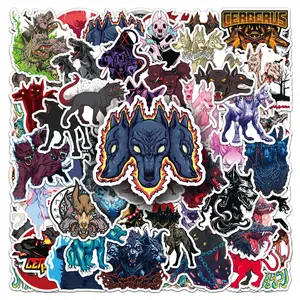 50pcs Cerberus Stickers Set, Mythical Three-Headed Dog Design, Perfect for Scrapbooks Journals Laptops Water Bottles Cars