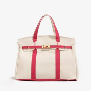 Canvas Tote Bag for Women 2026 New Arrival Luxurious Niche Design Color-Blocked Handbag Spacious Commuter Tote Versatile Everyday Bag