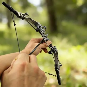 16.5-inch mini compound bow is compact and powerful, perfect for backyard practice and target shooting. Ultra portable with adjustable draw weight, stable performance for all users. Use safely obey local rules, not a toy.