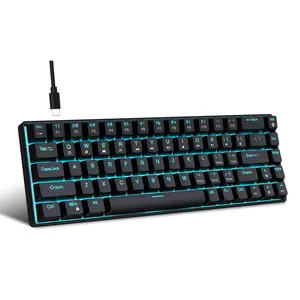 HXSJ V800 Wired 68% Key Compact Design Gaming Keyboard, 68 Keys Mechanical Backlit Keyboard with Blue Axis, Keyboard with Independent Control Key for Gamers & Typists