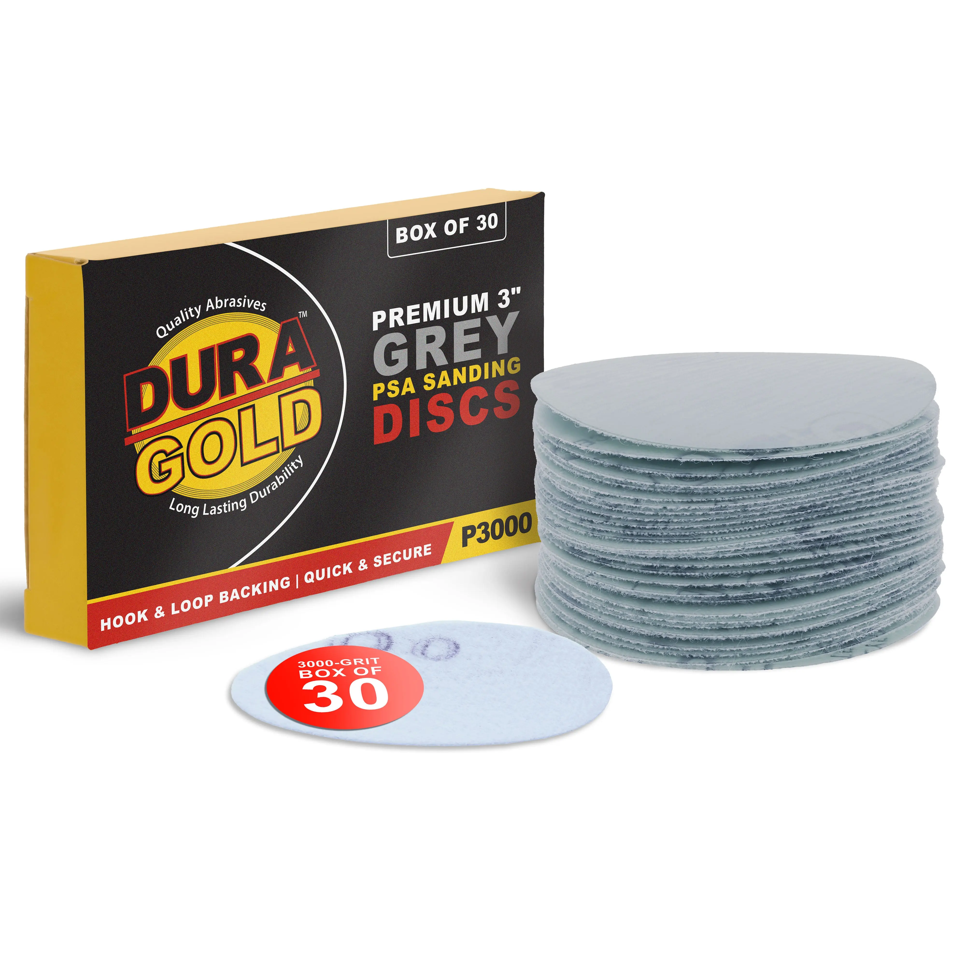 - Premium - 3000 Grit 3" Green Film Hook & Loop Sanding Discs for DA Sanders - Box of 30
