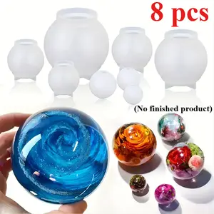8Pcs Sphere Resin Molds Silicone, 3D Seamless Ball Shapes Silicone Molds for Resin Casting, Large Globe Epoxy Resin Molds for Home Decor, Flowers Preservation (No finished product),Textiles & Soft Furnishings
