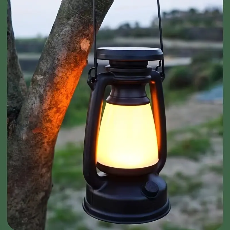 Multifunctional Camping Light, Solar USB Rechargeable LED Tent Outdoor Lantern, Portable Retro Camping Lamp, Led Rechargeable Lanterns, Rechargeable Flashlight Lanterns