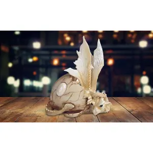 5"H Fantasy October Birthstone Beige Dragon Baby Hatchling in Egg Figurine