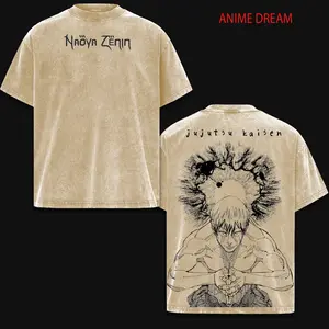 Naoya Zenin JJK Anime Double Printed Vintage Washed Tee Unisex Oversize Anime Manga Washed Heavyweight Cotton T-shirt