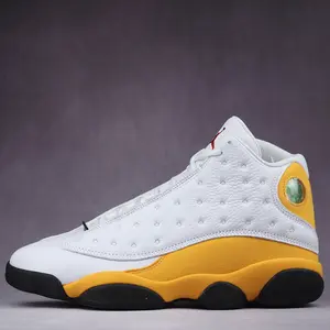 Del Sol White and yellow new Men's lace-up outdoor sports shoes Breathable casual running shoes