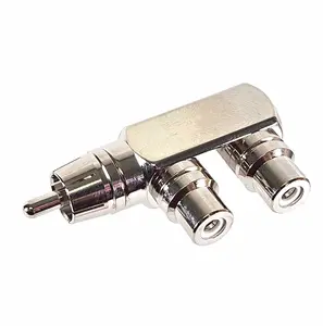 RCA (male) to Dual RCA (female) Right Angle
