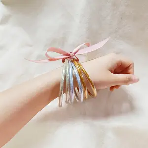 High-Quality Plastic Resin Gold Foil Bangle Bracelet with Geometric Detail Fashion Office Friendly Light Circle Woven 33g
