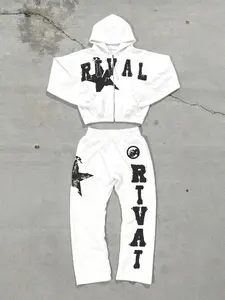 Bold Rival Graphic Sportswear Set – Zip Hoodie & Loose Pants, Design, Street Style, Perfect for Urban Trendsetters, Sweatsuit Set Outfit!