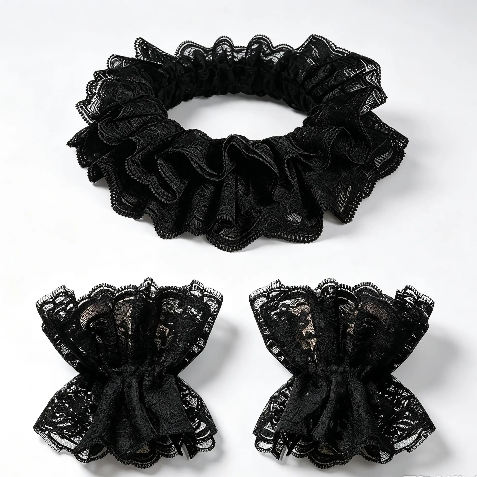 Detachable Ruffle Collar and Cuffs Fashion Accessory Set - Black or White Options for Halloween Clown Costumes, Stylish Accessories
