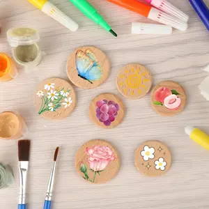 150pcs Round Unfinished Cutout Circles Chips for Arts and Crafts Projects Board Game Pieces Ornaments, for DIY crafts painting, weddings, Christmas decorations(100pcs 25 mm and 50pcs 30 mm beech round wooden discs)