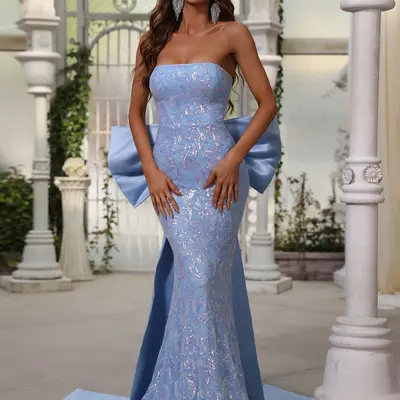 Blue Macys Prom Dress with Bow TikTok Shop