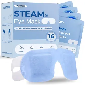 16 Pack Self-Heating Steam Eye Mask for Dry Eyes, Stye Relief & Digital Eye Strain, Warm Moist Heat, Disposable, No Microwave, Unscented