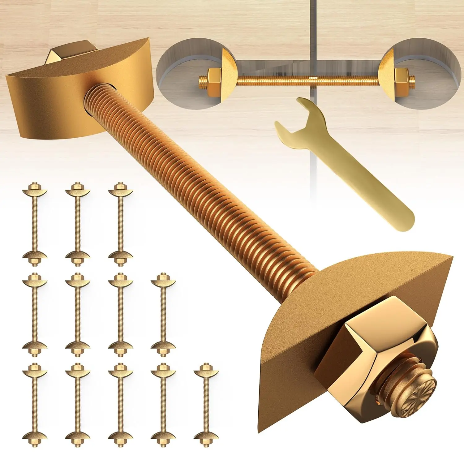12 count Countertop Connector , M8x100mm Countertop Joint Fasteners, Furniture Fastening Connectors, Drawbolt/Bed/Butcher Block Joint Connector Kit,Miter Draw Bolt Countertop Flip Connector