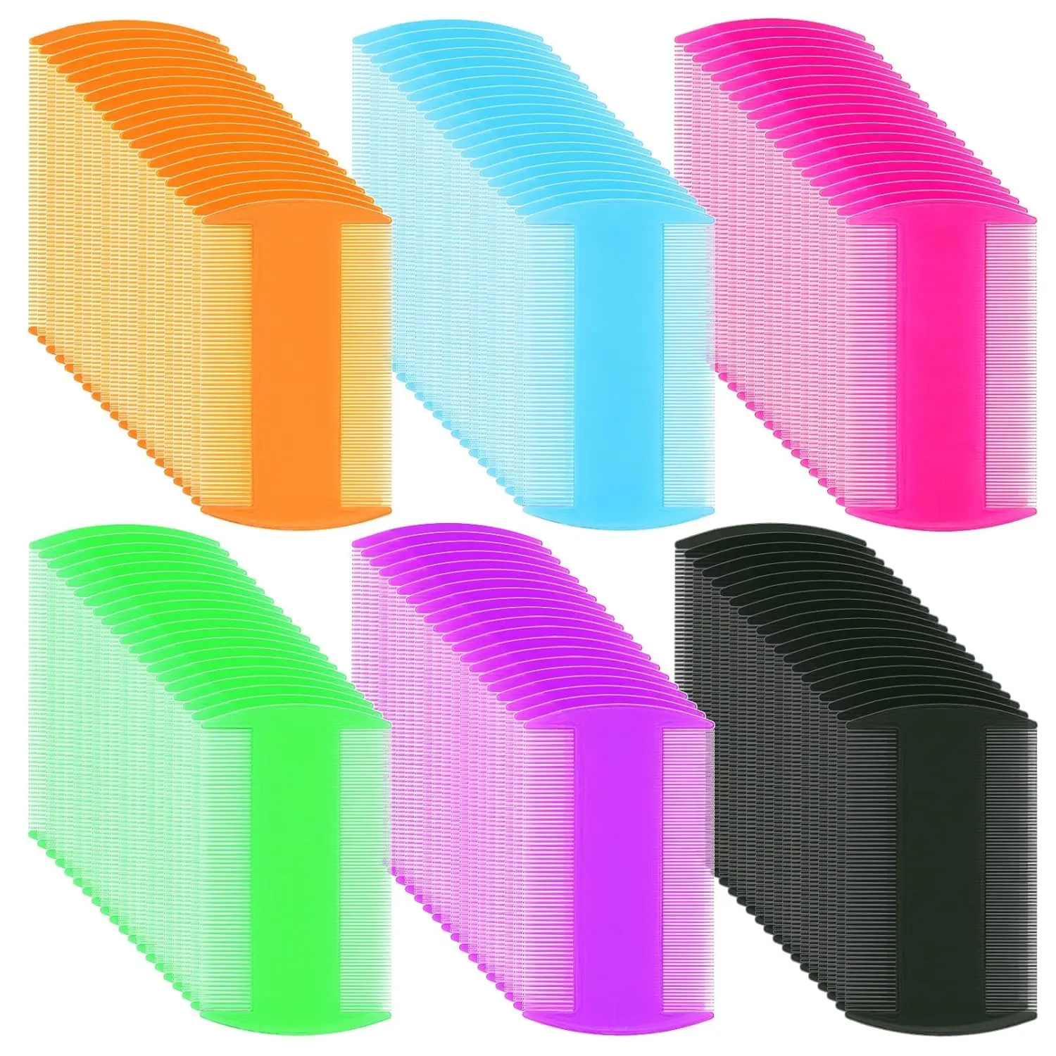 Pumtus 120 Pack Plastic Flea Lice Combs, Fine Tooth Flea Tick Comb, Double Sided Pet Combs, Cat Dog Hair Dandruff Removal Comb, Grooming Tools for Rabbit, Cat, Dog, Kitten, Small Pet (6 Colors)