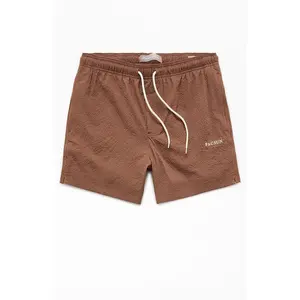 Pacsun Men's Sail Brown Seersucker 4.5'' Swim Trunks