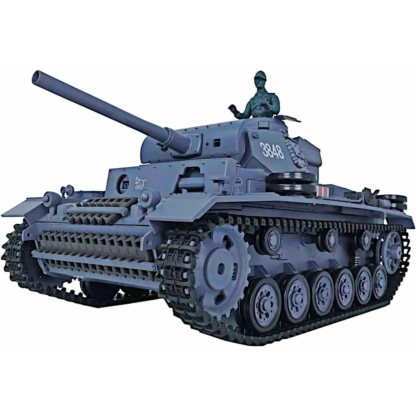 Panzer III Ausf.L German Light Tank, 1/16 RTR RC Armored Fighting Vehicle, HengLong 3848-1B S Edition P Version, Airsoft Battle Infrared Combat, Smoke Sound Light Recoil WWII Military Model