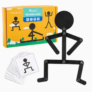 Wooden Puzzle Rotating Manikin, Flexible Joints Wooden Figure, Interactive Desktop Game, Fun Party & Family Game, Perfect Gift, Crafts