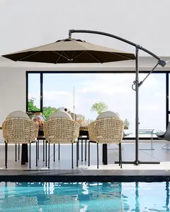 10 ft Offset Cantilever Patio Umbrella - Outdoor Shade Canopy, Polyester Fade-Resistant Adjustable Tilt Canopy, Cross Base, Infinite Tilt & Crank Lift, Offset Parasol, Shades 2-6 People for Deck, Backyard,summervibes