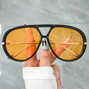 New Fashion Retro Oversized Large Frame Glasses | Classic Double Bridge Design | Unisex Street Style Eyewear | Lightweight Comfortable Decorative Shades Perfect for Daily Wear, Casual Outfits & All Seasons