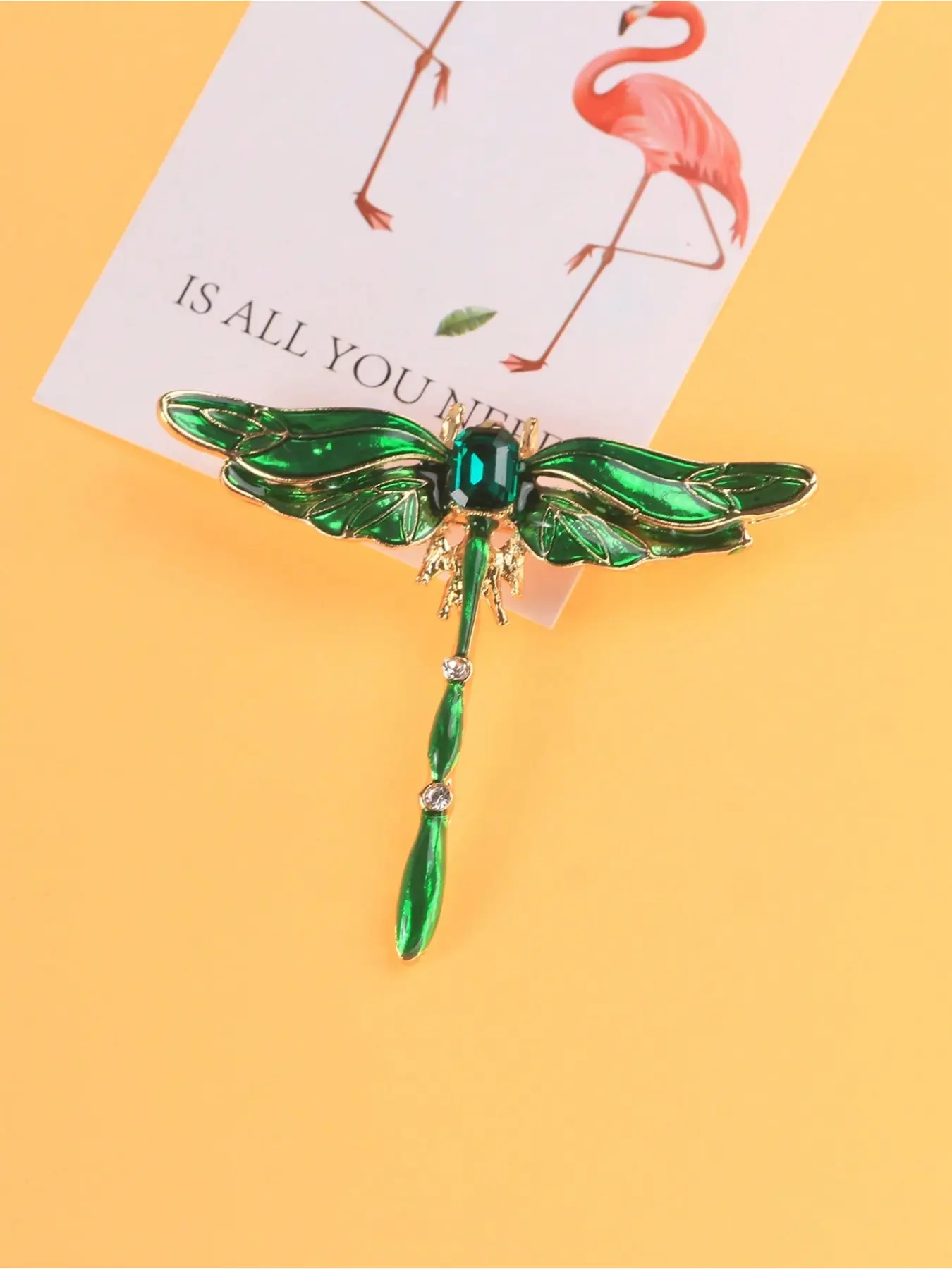 1pcs Simple Enamel Rhinestone Green Dragonfly Insect Lapel Brooch Pin Coat Accessory Enamel Lapel Pins