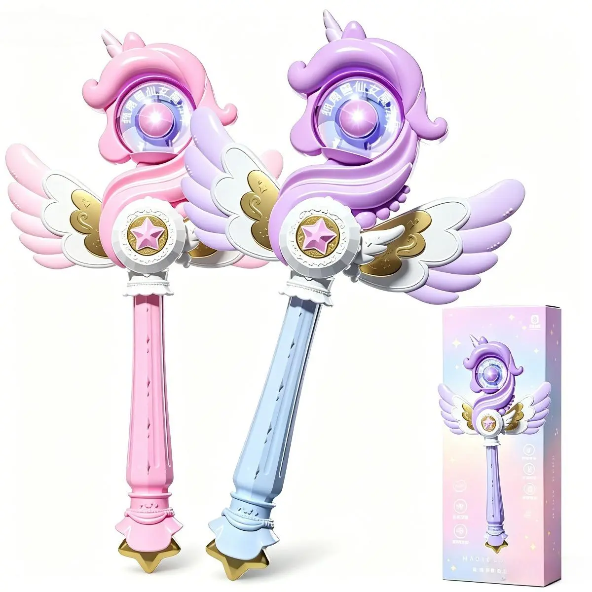 Kids' Unicorn Magic Wand Toy for Girls (3+ Years) - Lightweight ABS Princess Stick, Bright Colorful Rotating Lights, Built-in Musical Sound, Portable Interactive Entertainment Accessory, Gift Box Little Gifts for Birthday/Party
