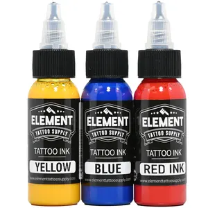 Tattoo Ink Set Red Yellow Blue 1oz Element Tattoo Supply